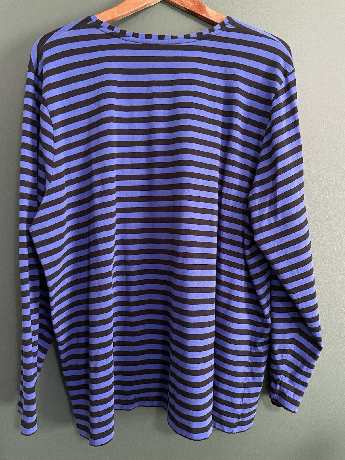 Gudrun Sjoden Women’s XXL Black Blue Stripe Long Sleeve Tee Basic Organic Cotton