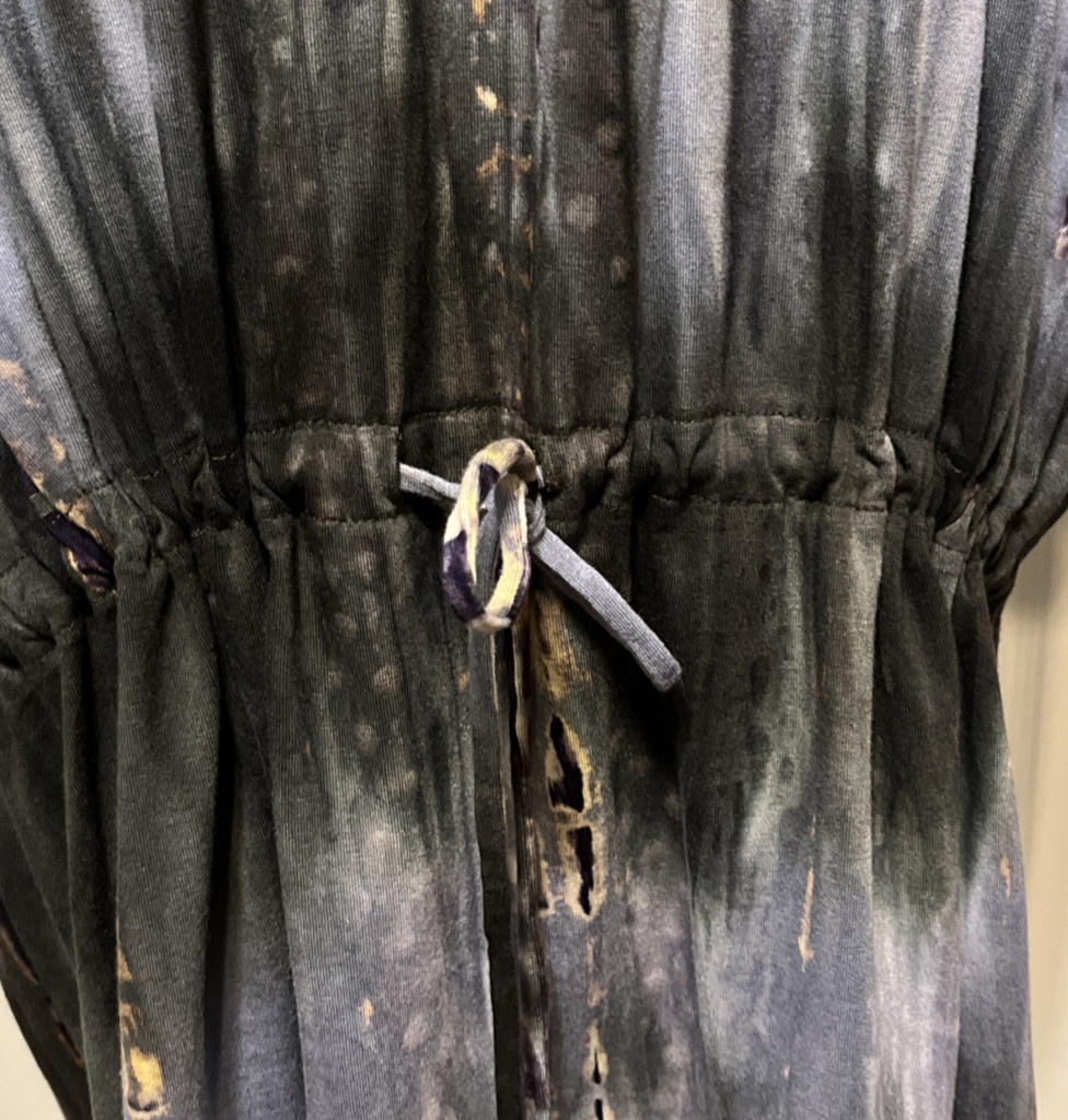 Coin 1804 Gray Abstract Short Sleeve Jersey Knit Tunic w/Drawstring Size 2X NWT