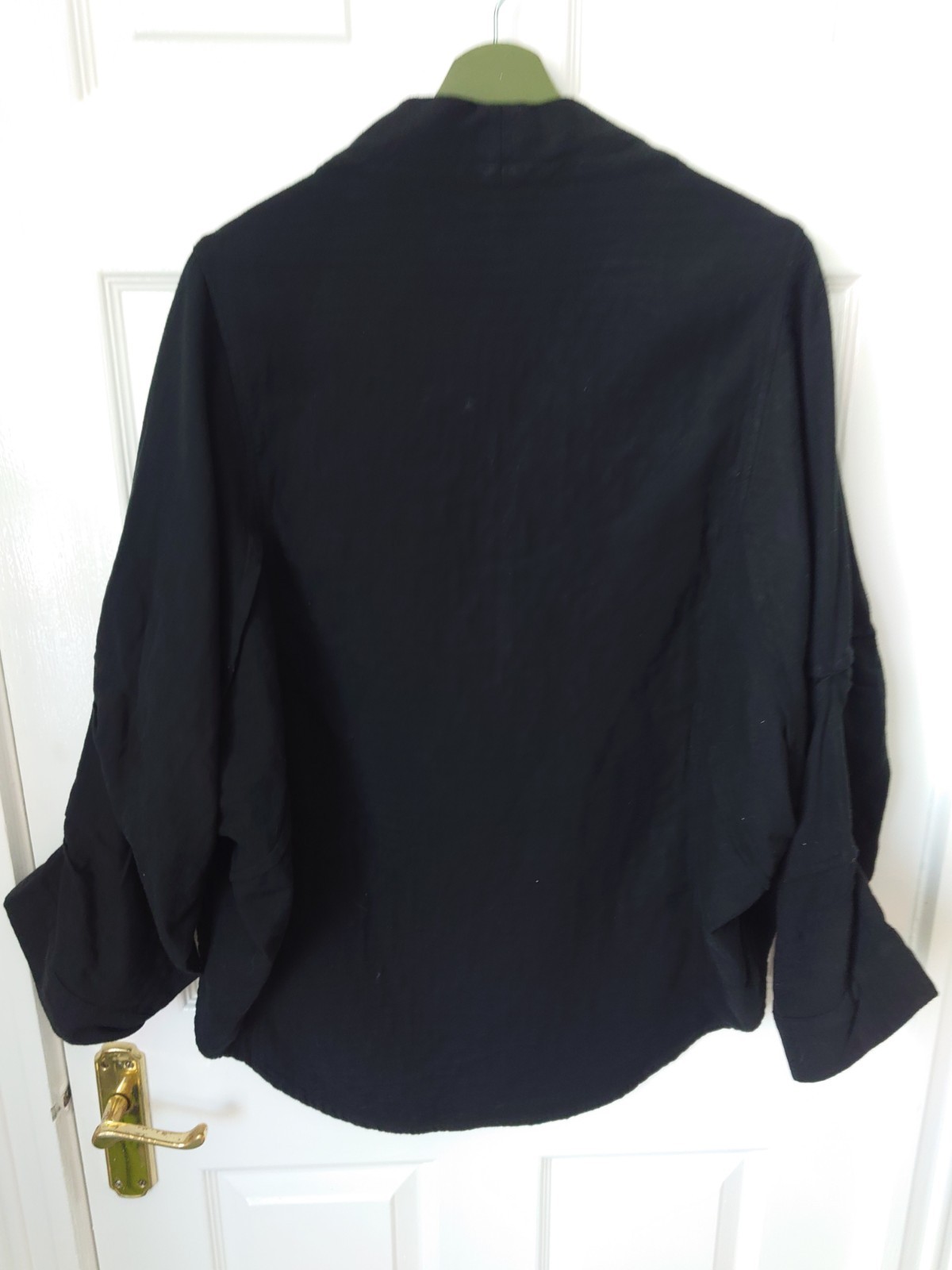 Kiraku Muku Top 100% Cotton Black Free Size Short Length Pockets Layers Japanese