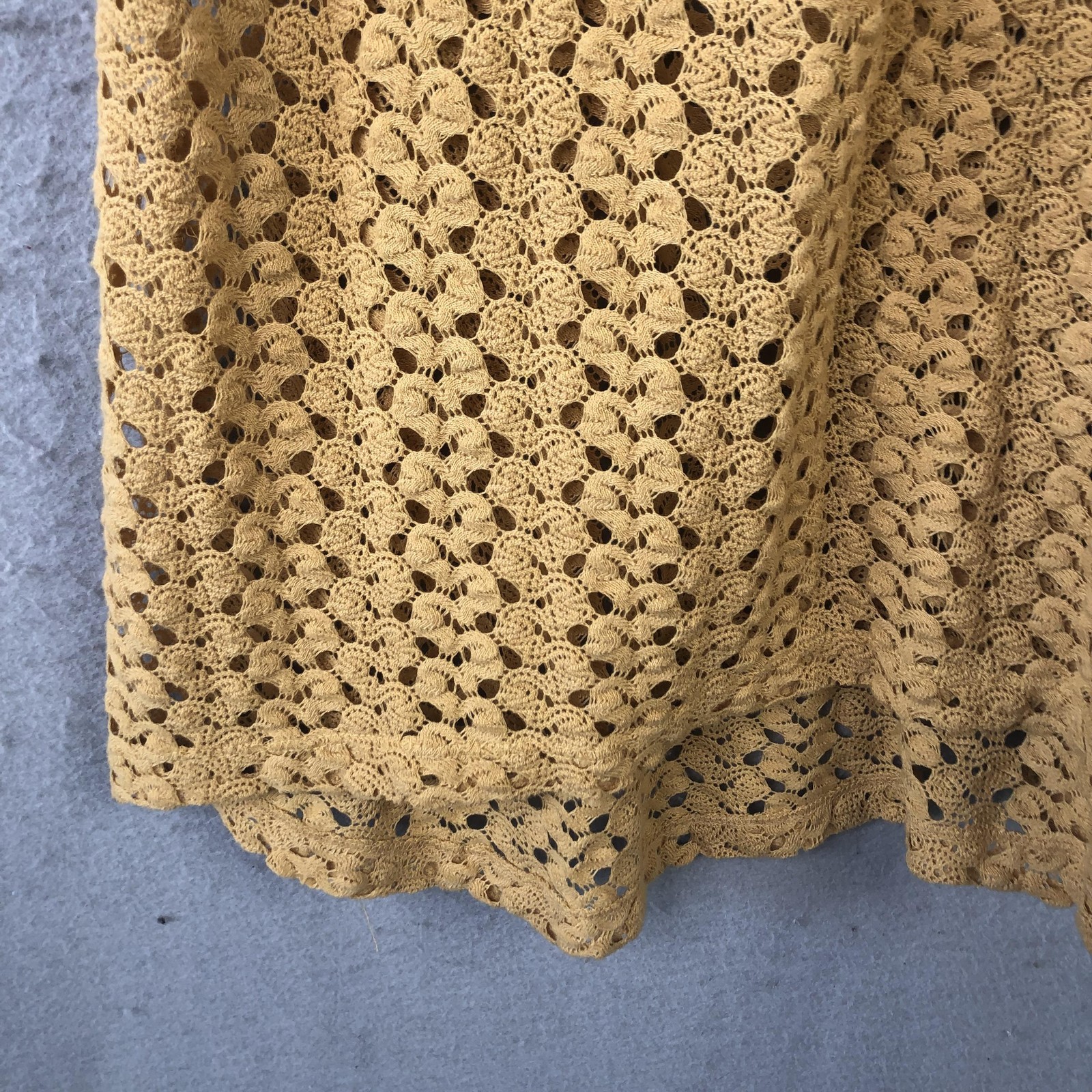 Yellow Crochet Tank Top Womens Large Sleeveless Knit Boho Festival Summer