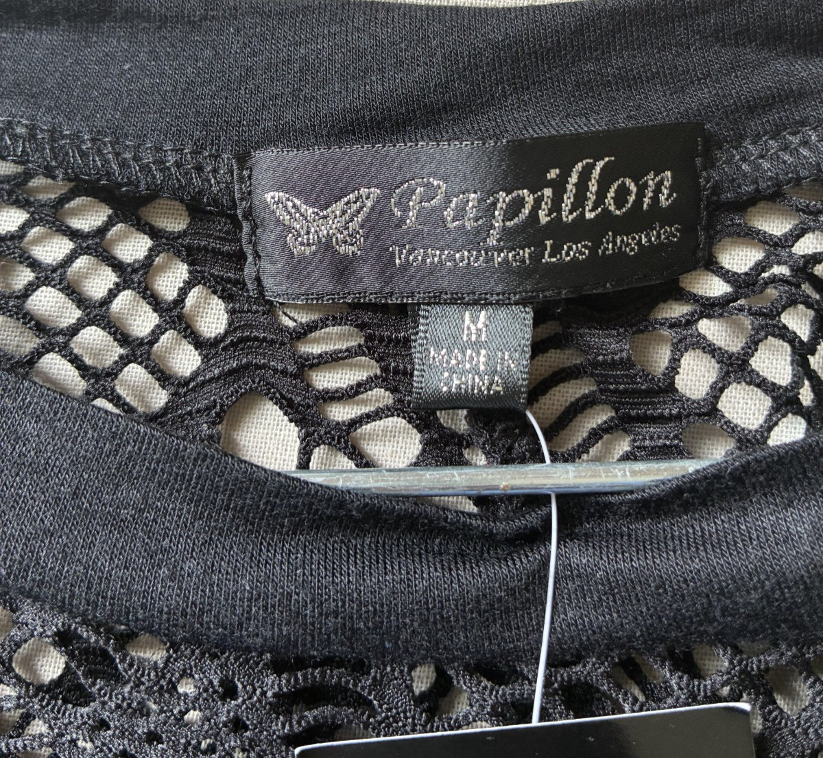 NWT Papillon Black Crochet Lace Belted Poncho Top Camisole Set Medium