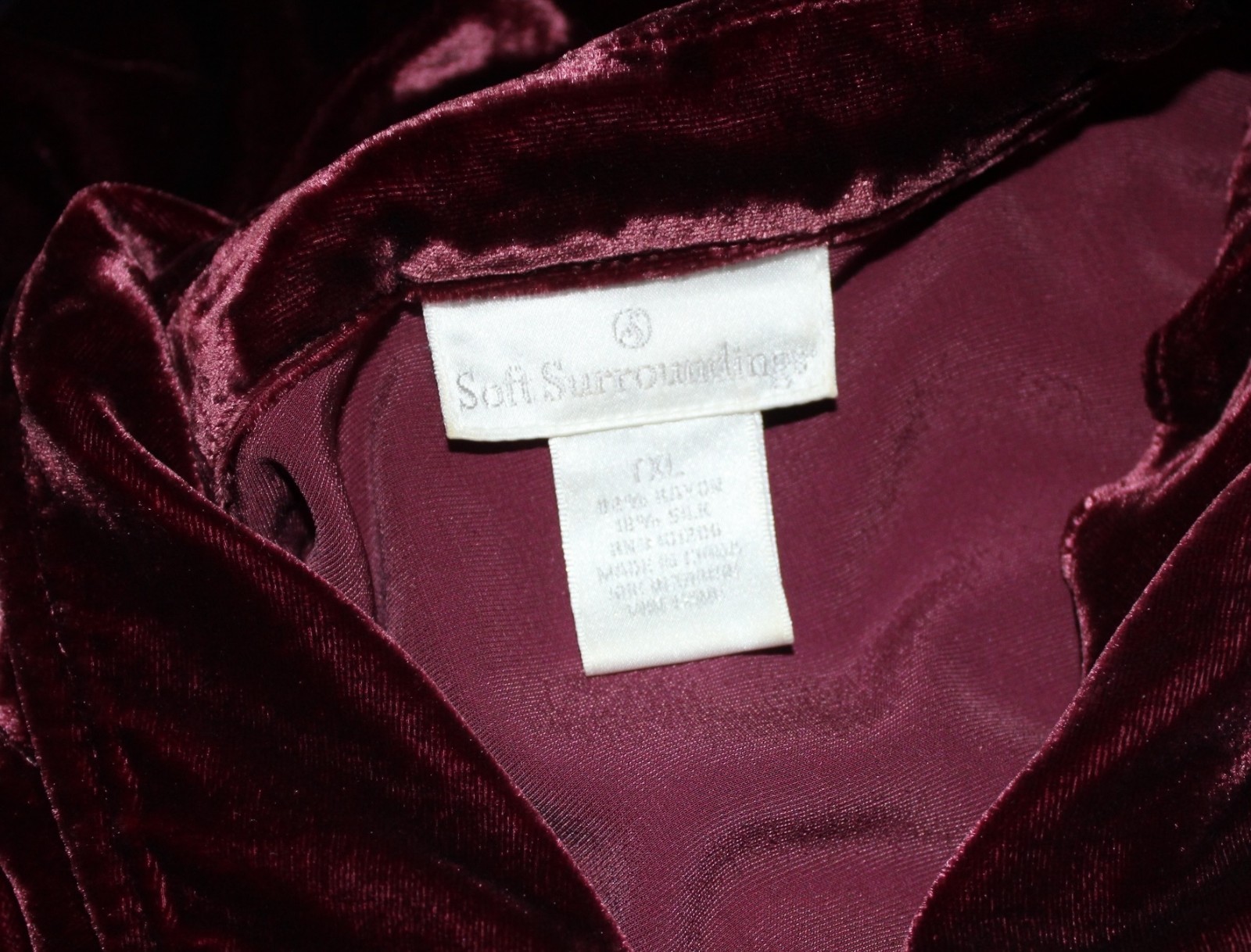 Soft Surroundings Sz TXL Tall XL Deep Wine Red Gorgeous Tunic Shirt Top