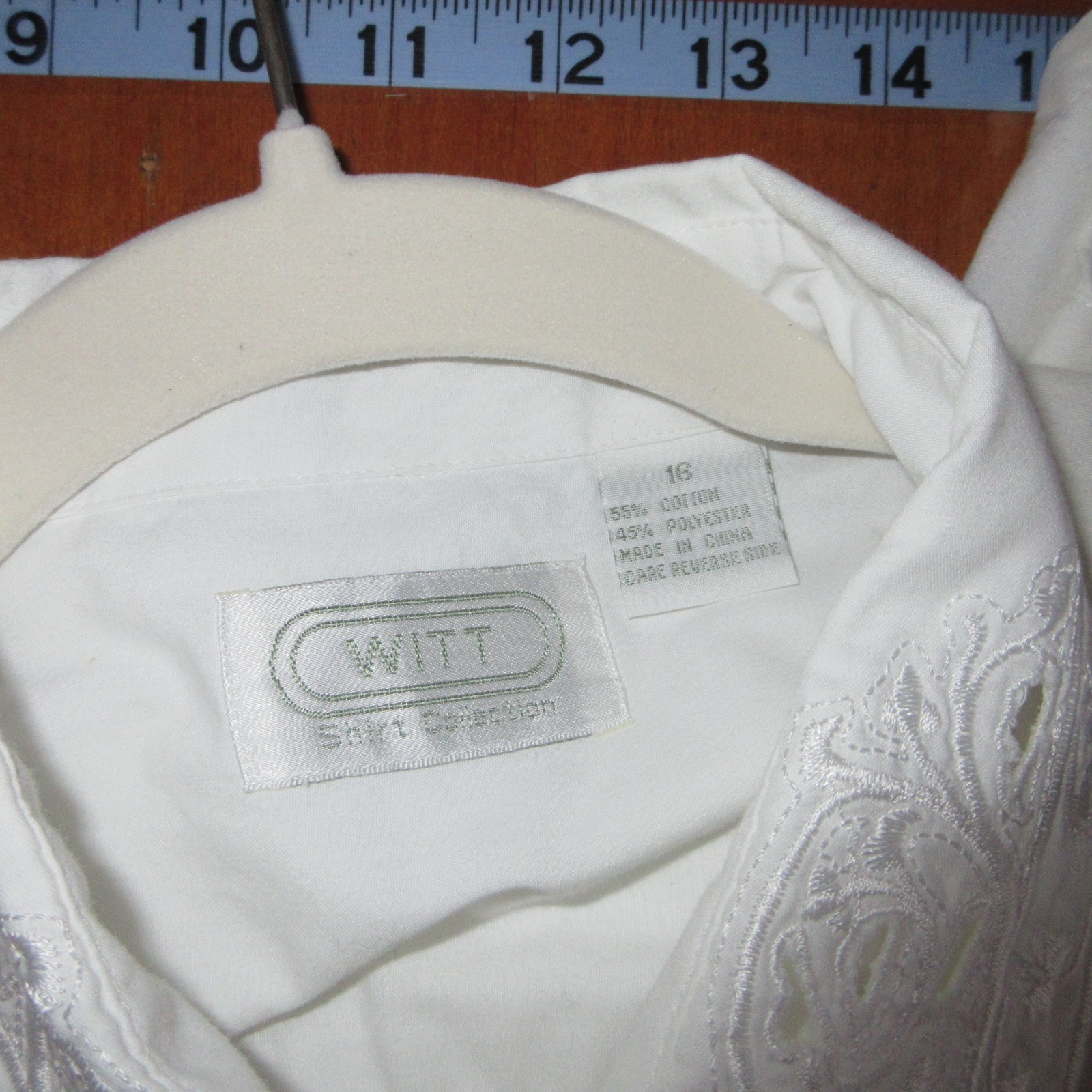 Witt Vintage Blouse White Embroidered Victorian Collar Cottagecore Preppy XL 16