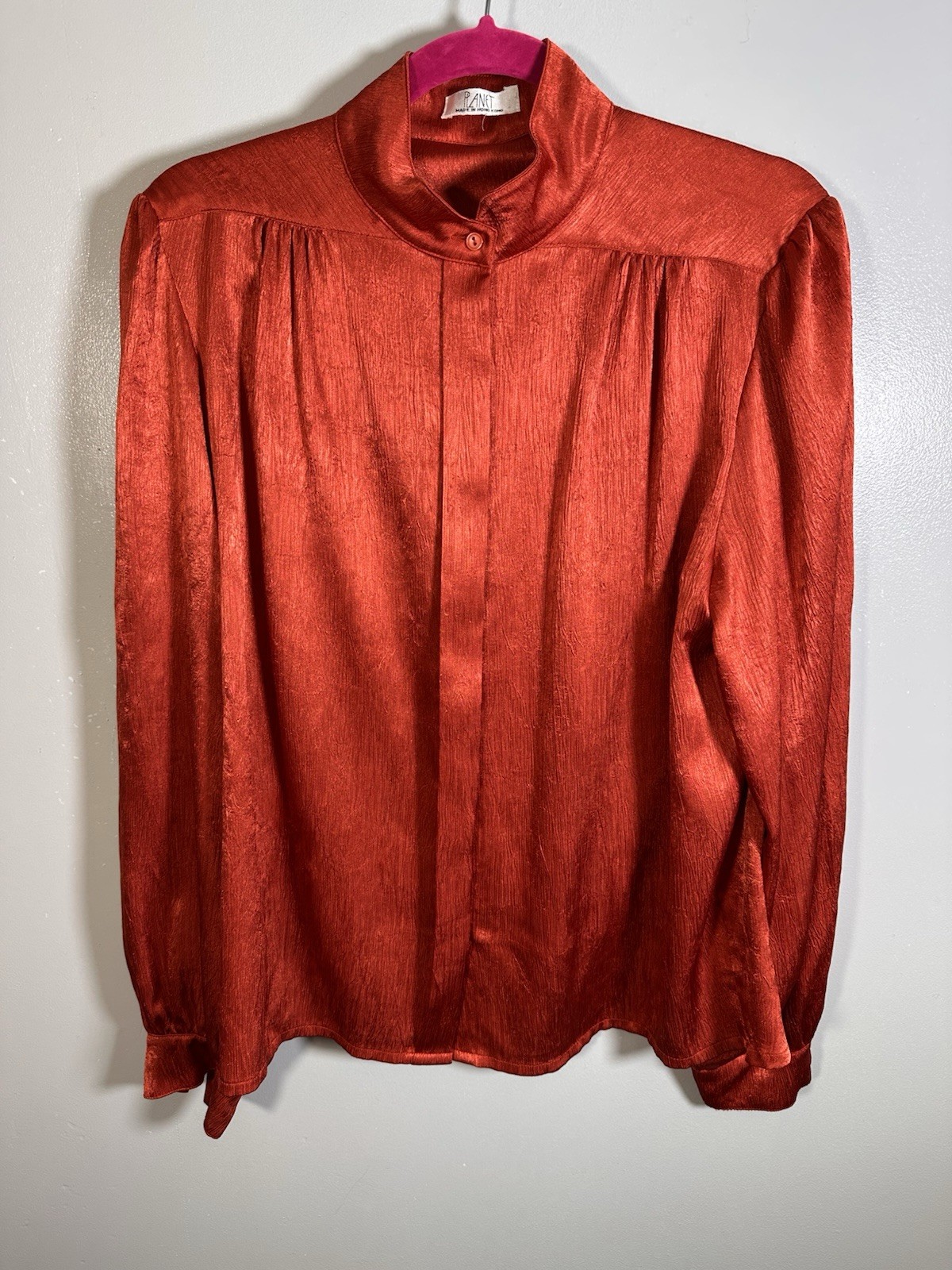 Vintage Satin Bow Tie Blouse Size 14-16 Planet