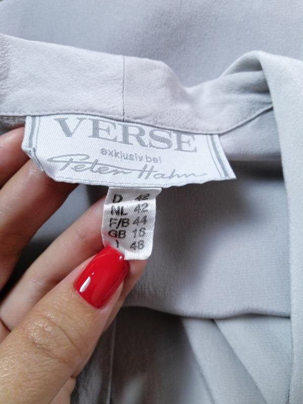 Women Peter Hahn shirt grey silk 40/L/48 #C8B8