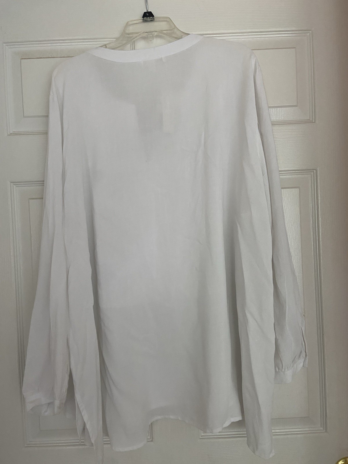 Spense Women’s White Sheer Lace Trim Button Front Blouse 3/4 Sleeve 3X