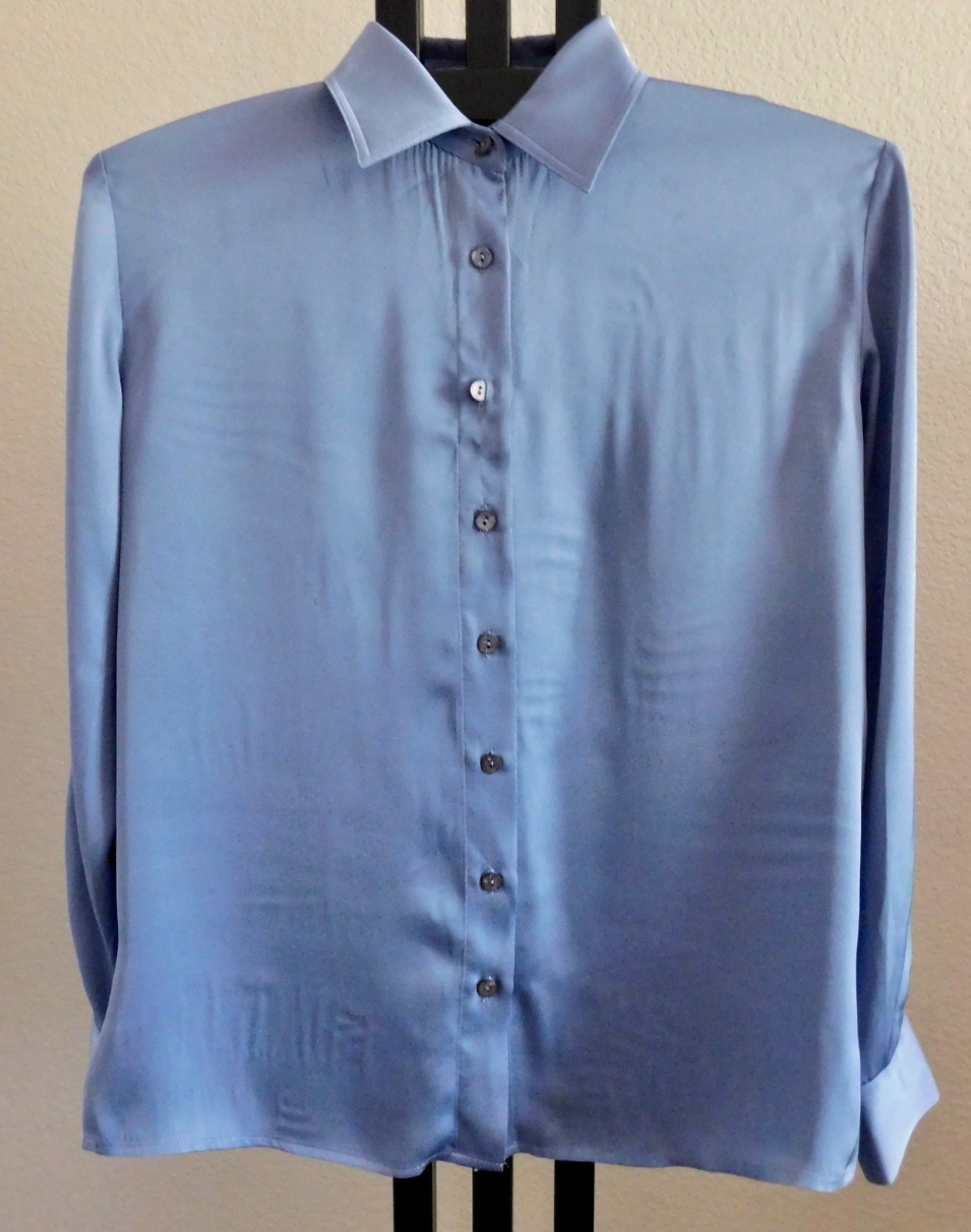 Repeat Women’s XS EU36 Pewter Gray Silk Elastane Button Front Blouse Shirt Top