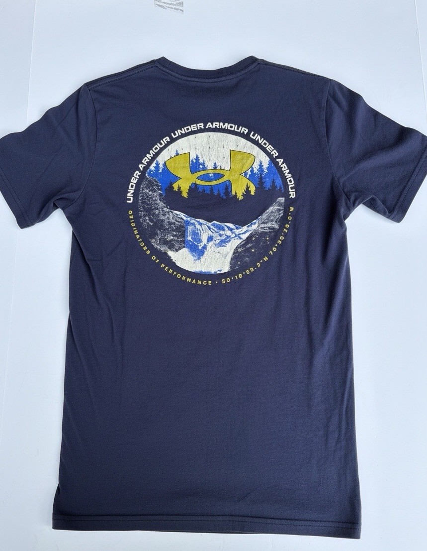 Woman’s Under Amour Classic. Blue Tee T Shirt -Large Logo On Back-Sports-casual