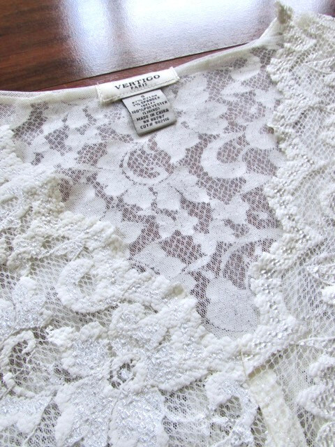VERTIGO PARIS ~ Size S ~ Vanilla Cream! Sheer Floral Net Lace Sweetheart Top c2