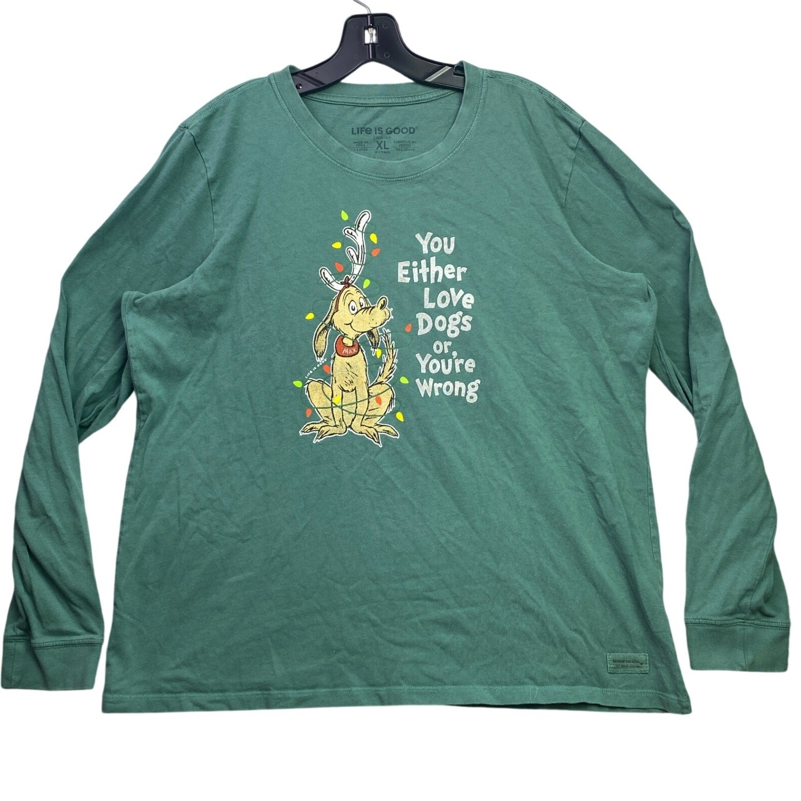 Life is Good Shirt Womens Extra Large Crusher Grinch Christmas Streetwear