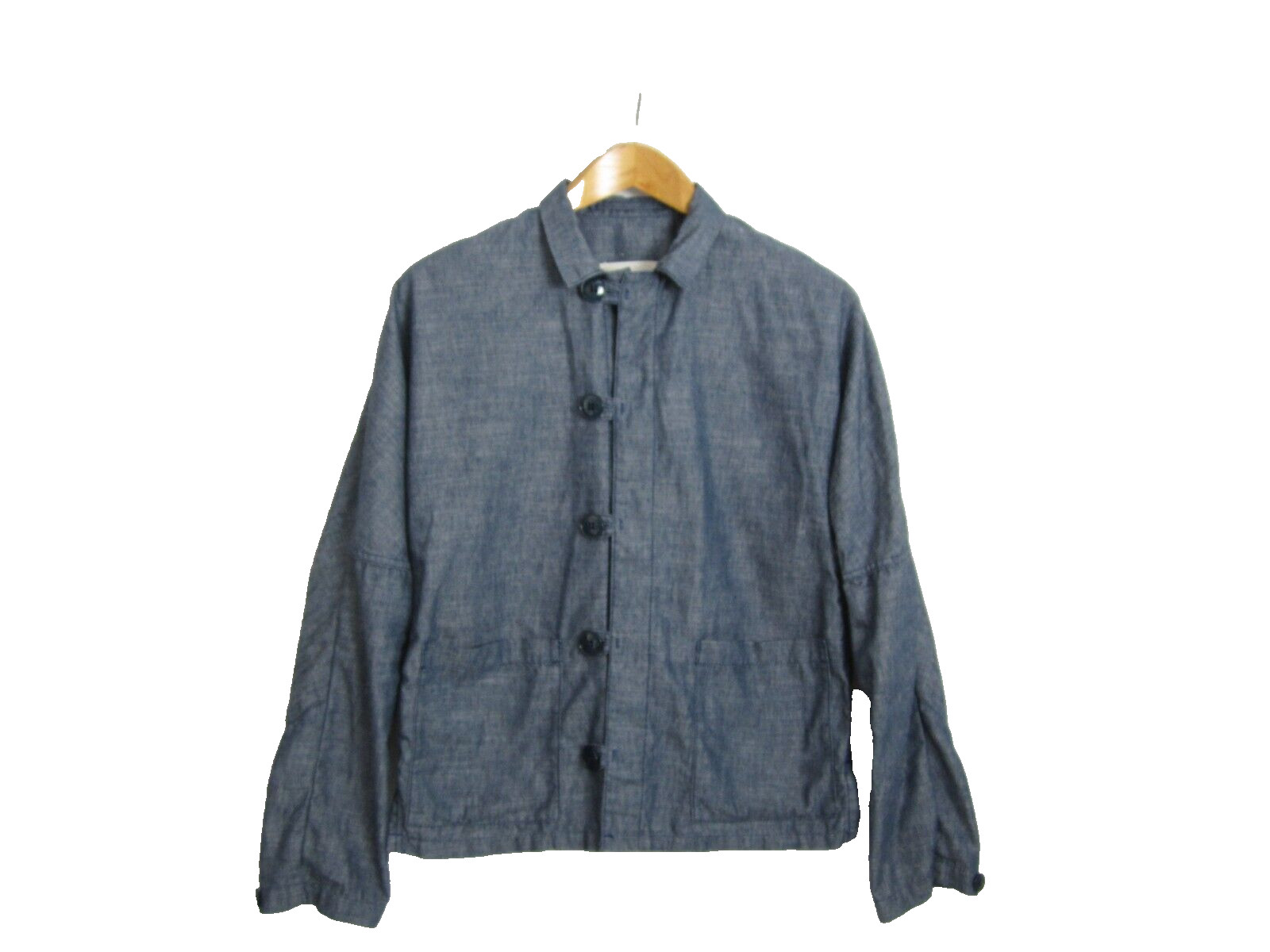Vtg Zucca Travail Womens Small Blue LS Linen Cotton Blend Jacket Made in France
