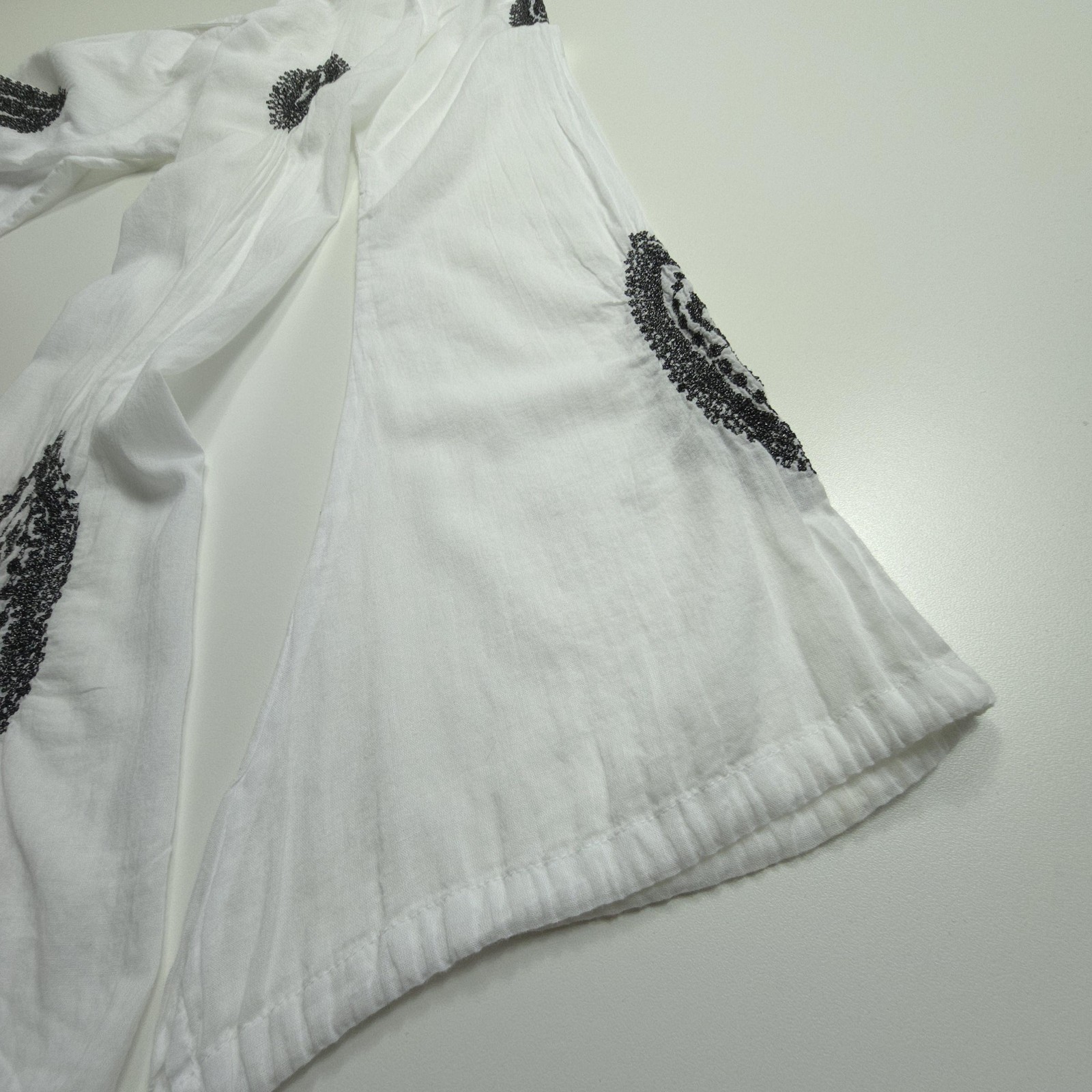 Karma Highway Womens Top Small White Embroidered Tunic Blouse Bell Sleeve Boho S