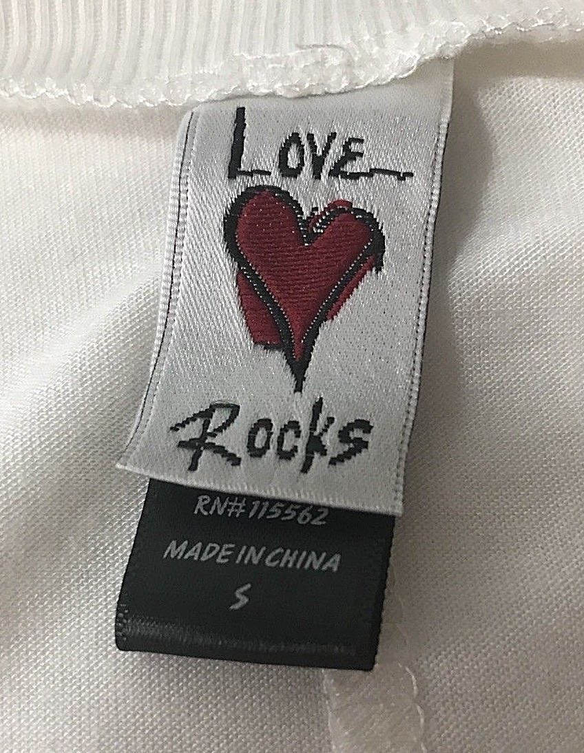 Love Rocks Woman Top Ivory S Sparkle Embellished Dolman Short Sleeve 90’s Retro