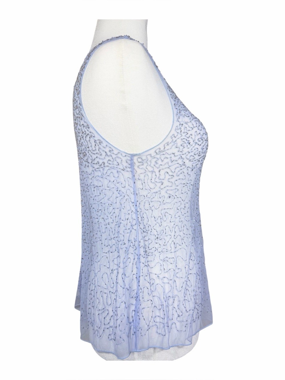 Chan Luu Light Blue Perriwinkle Sleeveless Sequins Embellished Tank Top
