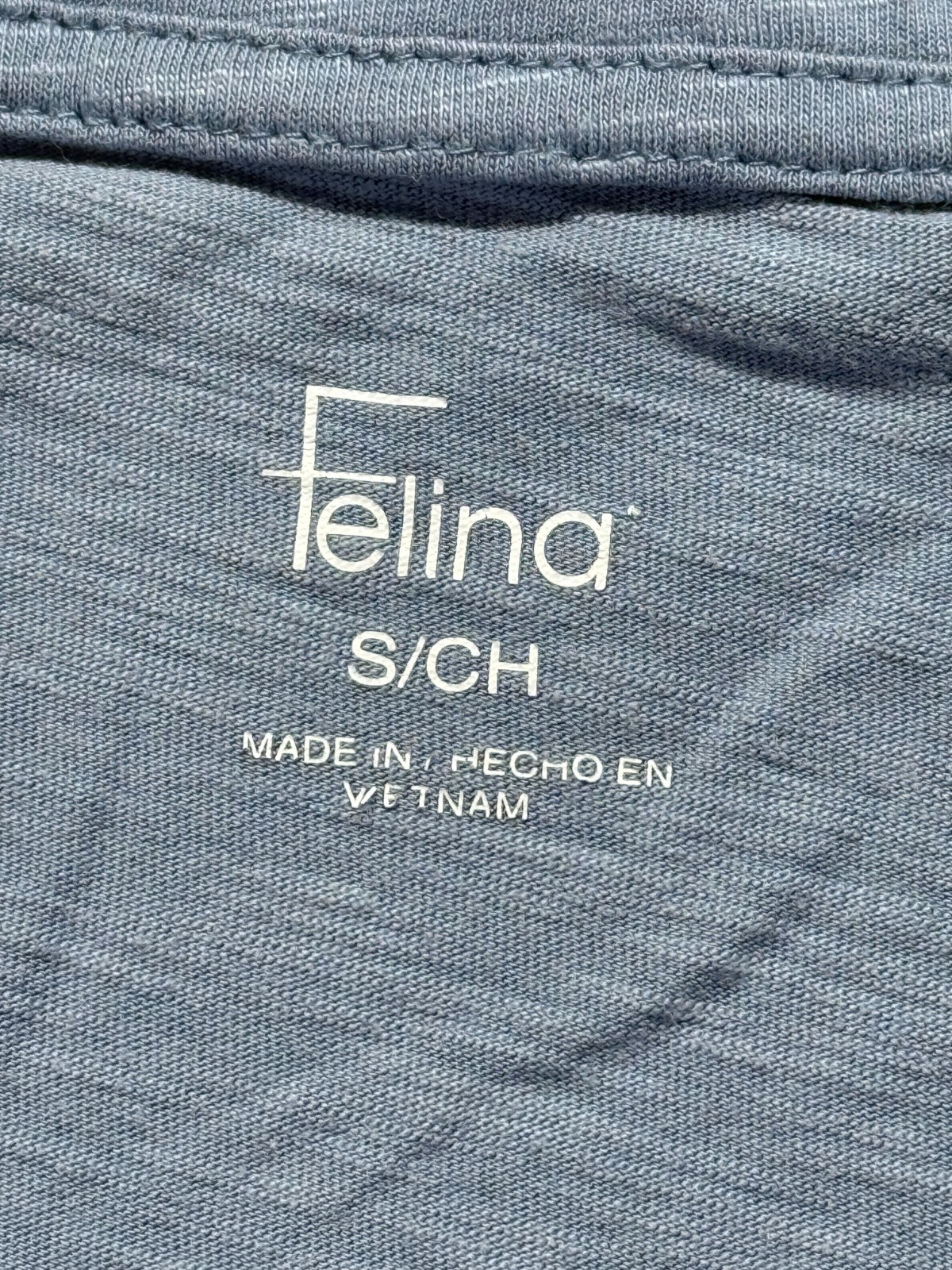Felina T Shirt Womens Small Blue Cotton Slub Knit V Neck Outdoor Casual Wear Top