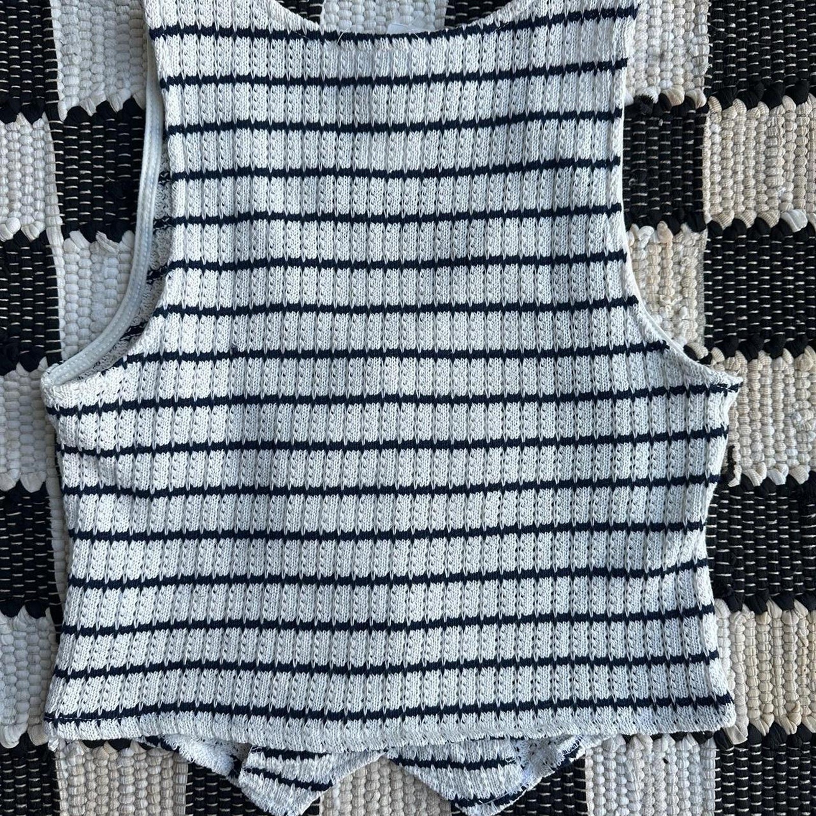 NWT Pink Rose white and navy striped knit vest top