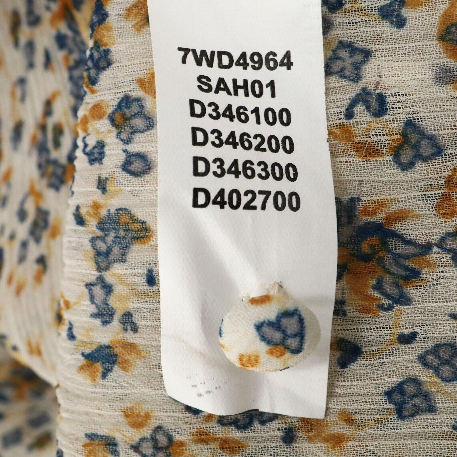Lucky Brand Top Womens Medium Beige Blue Floral Sheer Chiffon Blouse Whimsy