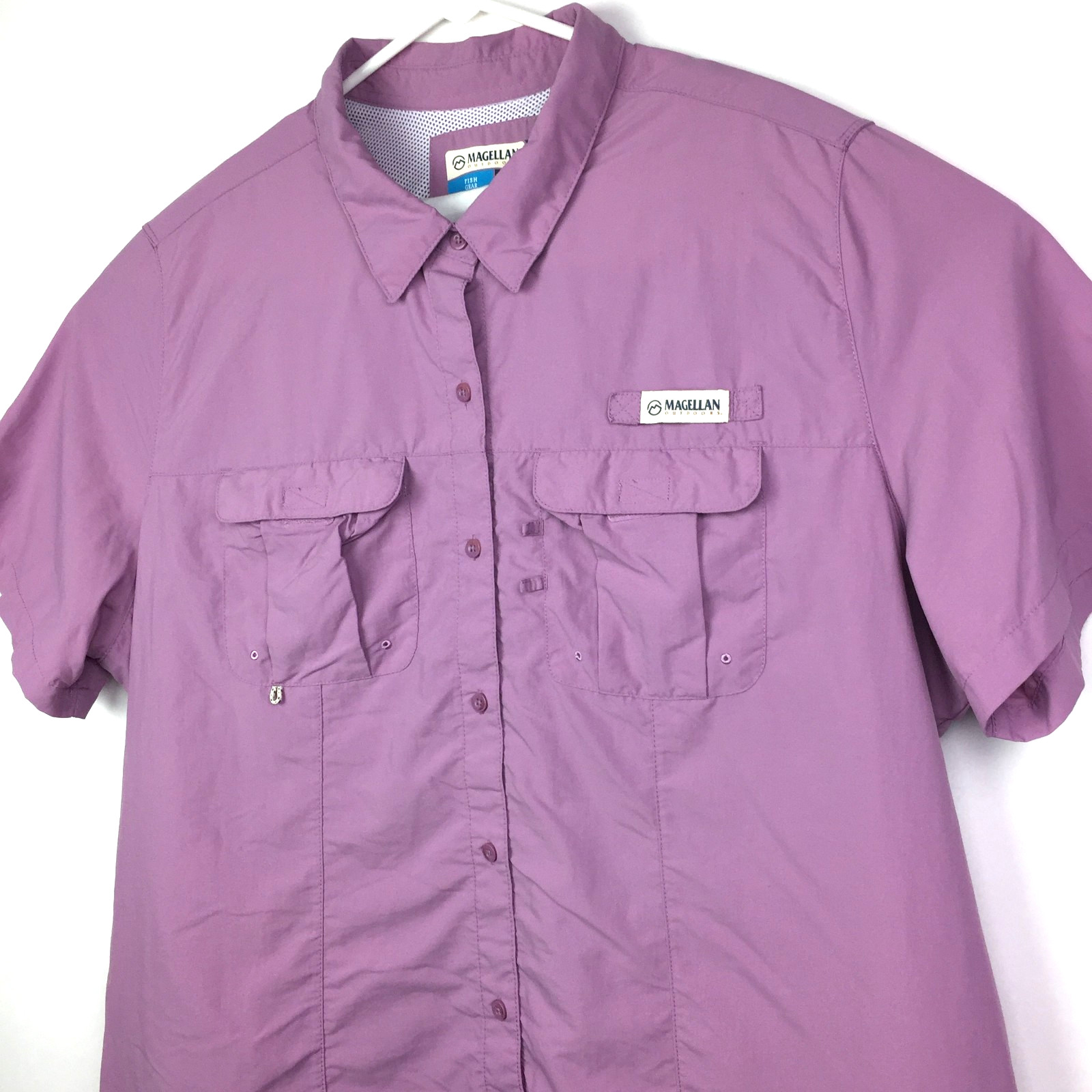 Magellan Womens 3X Mauve Purple Fishing 2-Pocket Vented Laguna Madre Shirt 58 in
