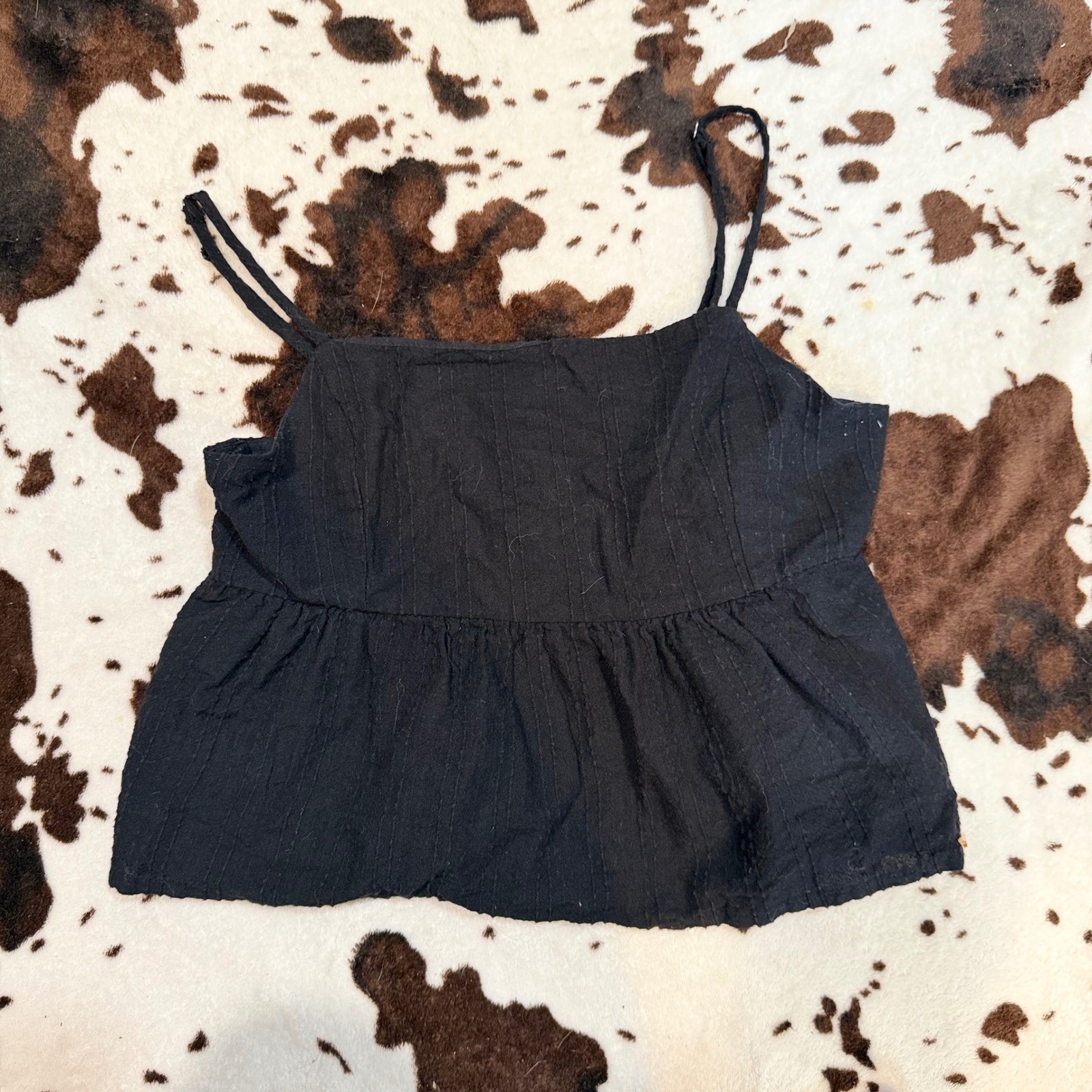 Cotton On Babydoll Cami Women XS Black Peplum Strappy Summer Boho Top
