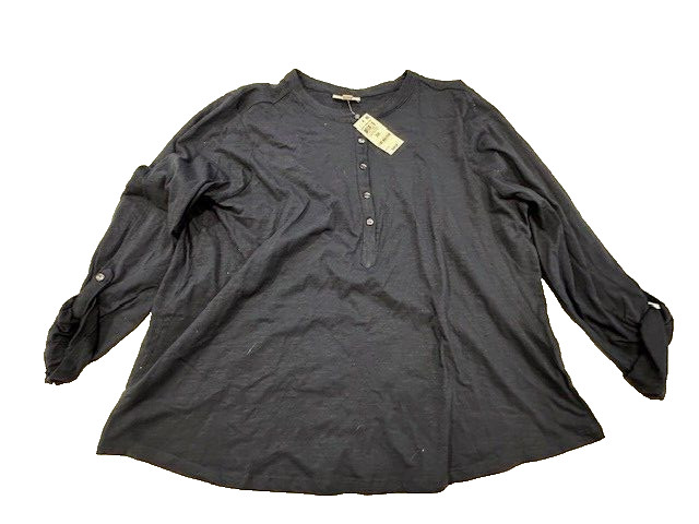 Macy’s Style & Co women plus size 3X long sleeve cotton solid blue NWT top