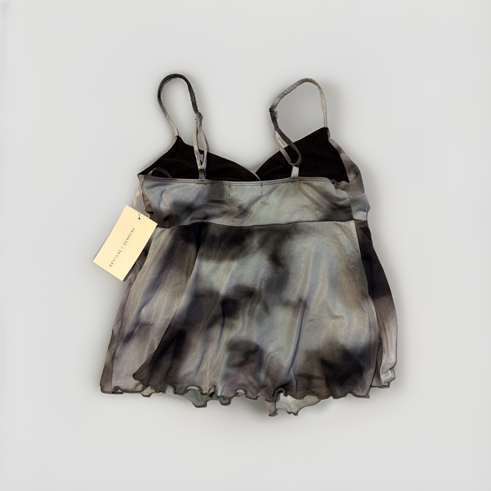 NWT Frankee & Skylarr Gray/White/Black Abstract Sleeveless Blouse Top Size Small