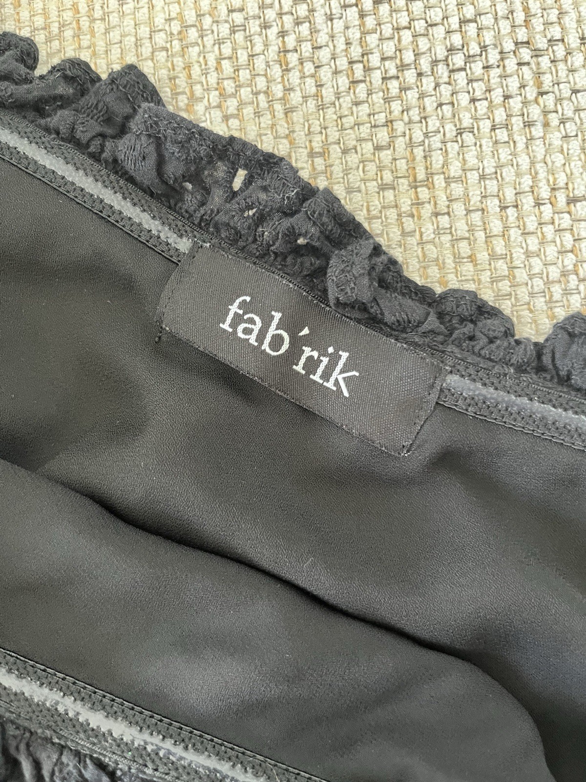 fab’rik Women’s M Black One-Shoulder Eyelet Ruffle Crop Top Sleeveless