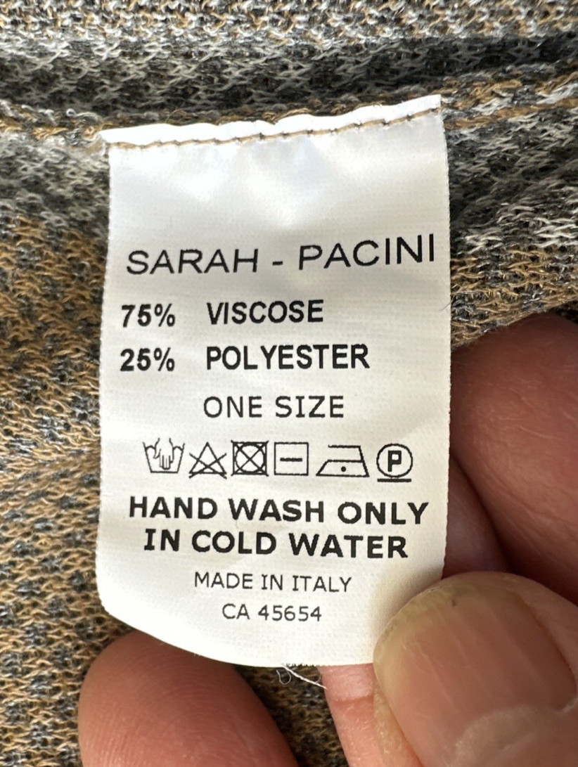 SARAH PACINI CHECK PRINT LIGHT KNIT SLEEVELESS TURTLENECK TOP STRETCH 1 Sz NWT