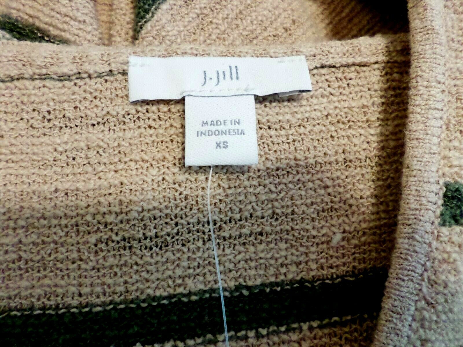 NWT J JILL LS HOODED SWEATER/TUNIC-XS-CHABLIS/CWY STRIPE-MEDIUM WEIGHT-CUTE!