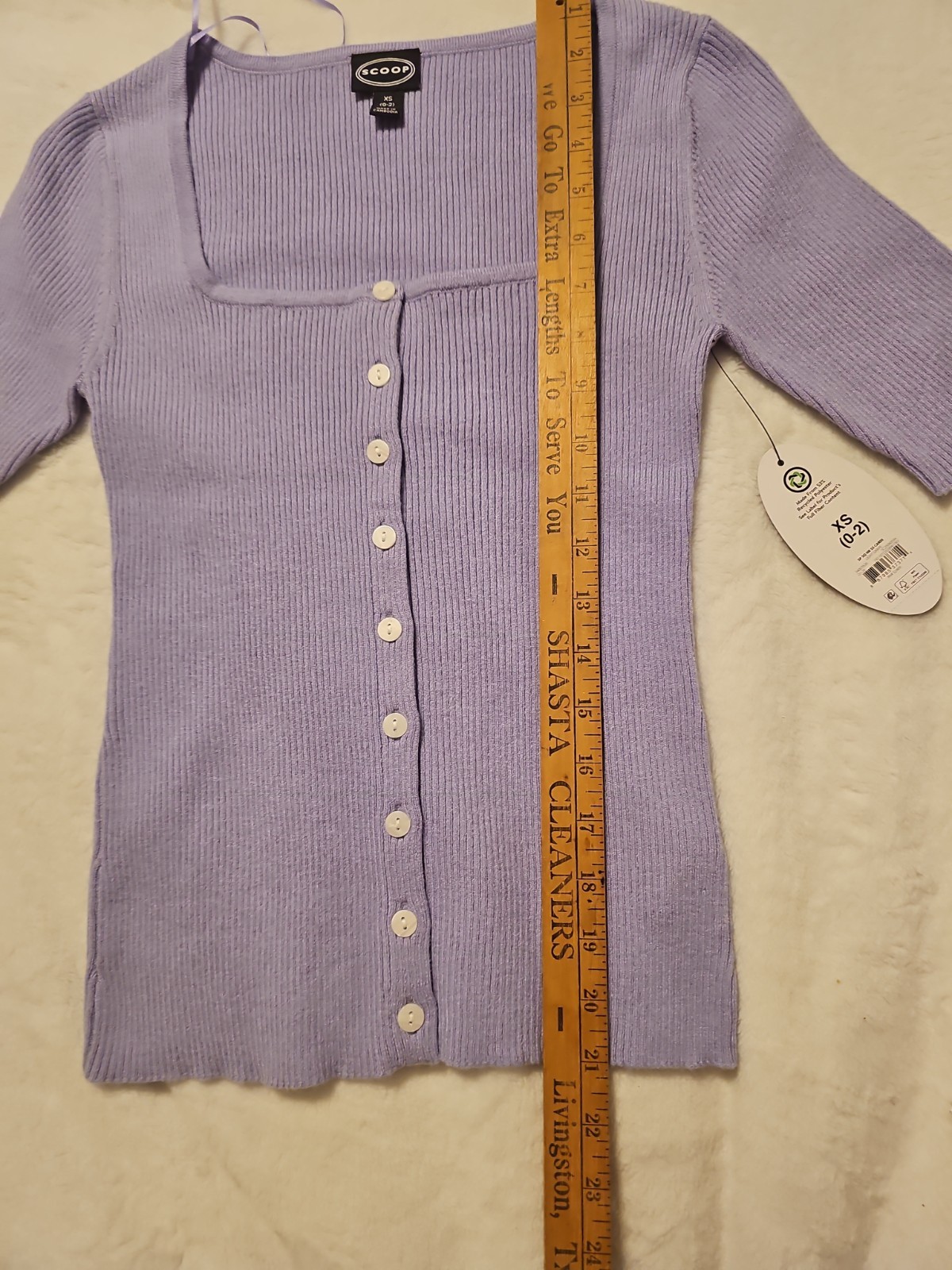 Scoop XS(0-2)Square Neck Short Sleeve Women’s Top Light Purple NWT