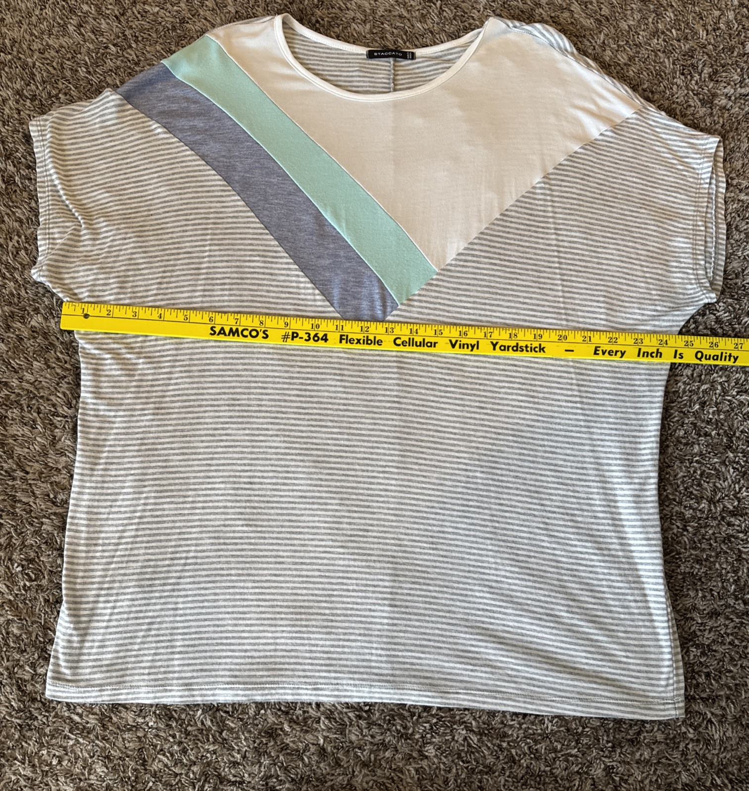 Staccato Top Blues Gray Stripe Shirt Color block Size M/L Women’s