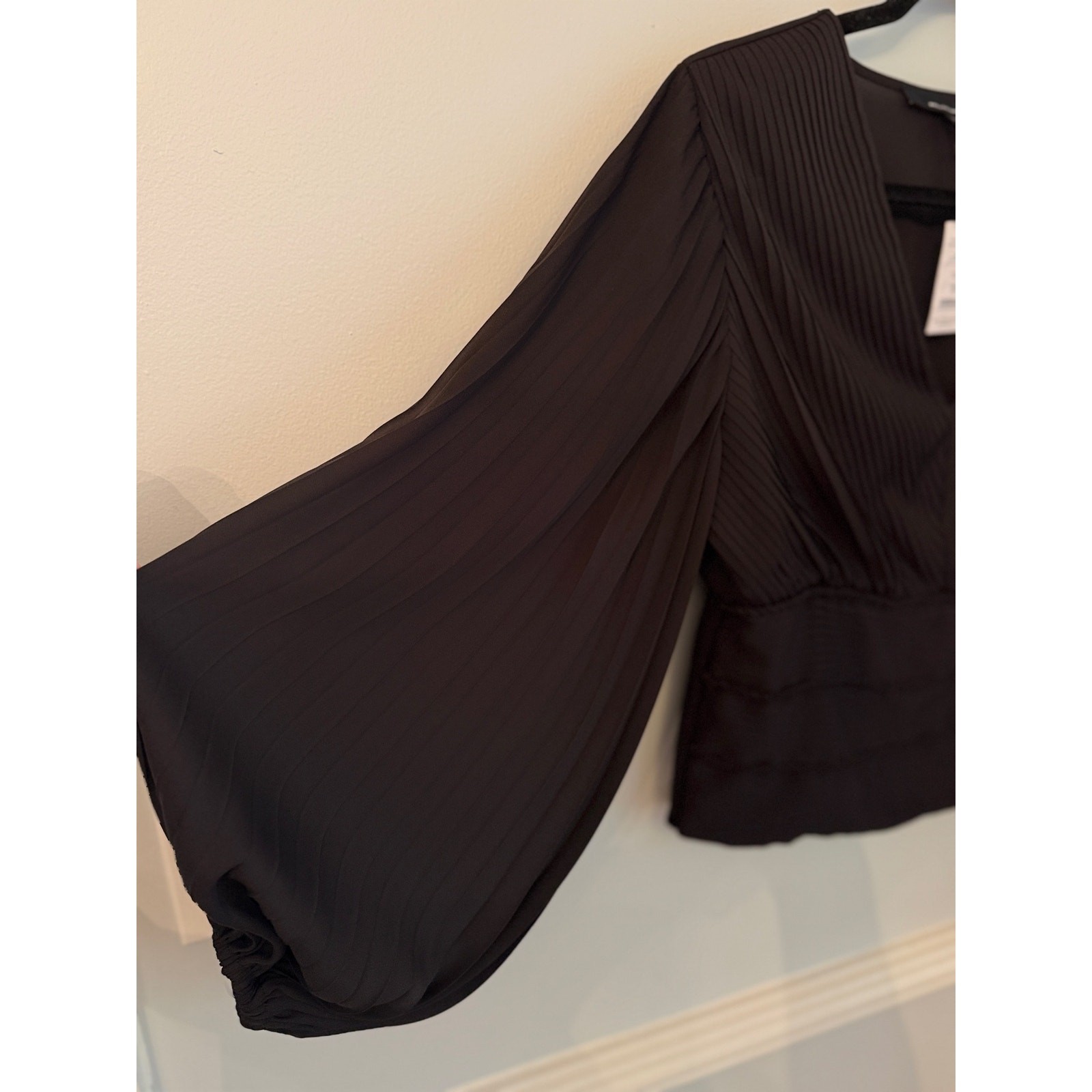White House Black Market Pleated Surplice Blouse Brown Size 10 NWT