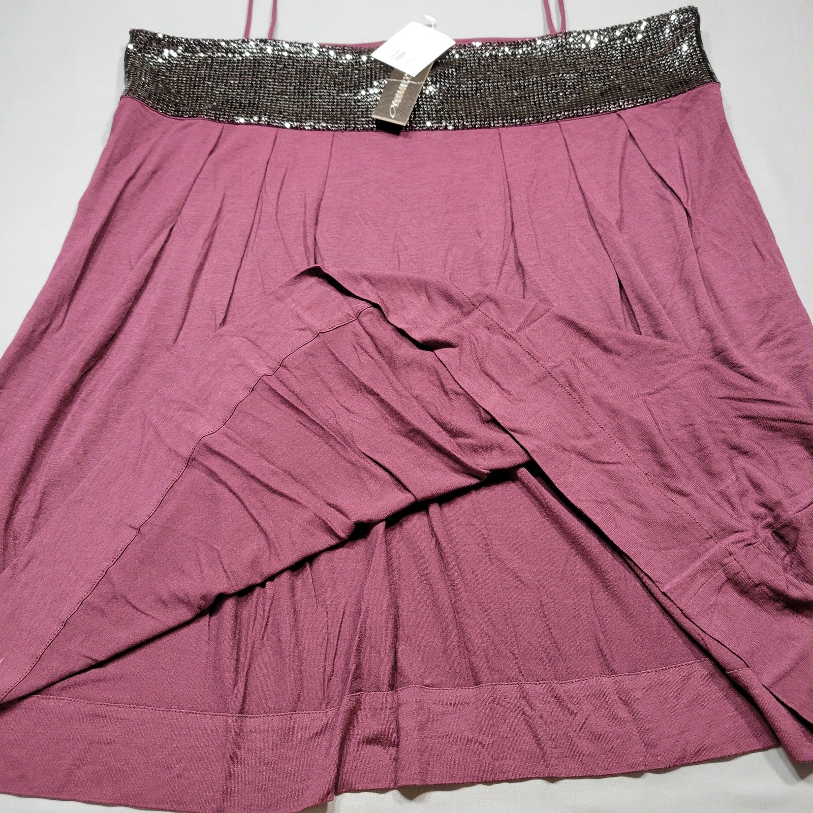 Dream Society Women Tank Size L Purple Merlot Preppy Cami Beaded Spaghetti Strap