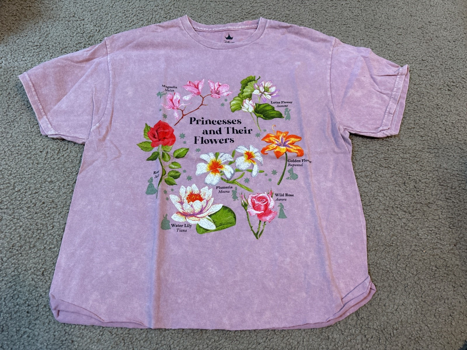 Disney Princess Adult’s Cropped Graphic Tee Pink Medium NWOT Throwback