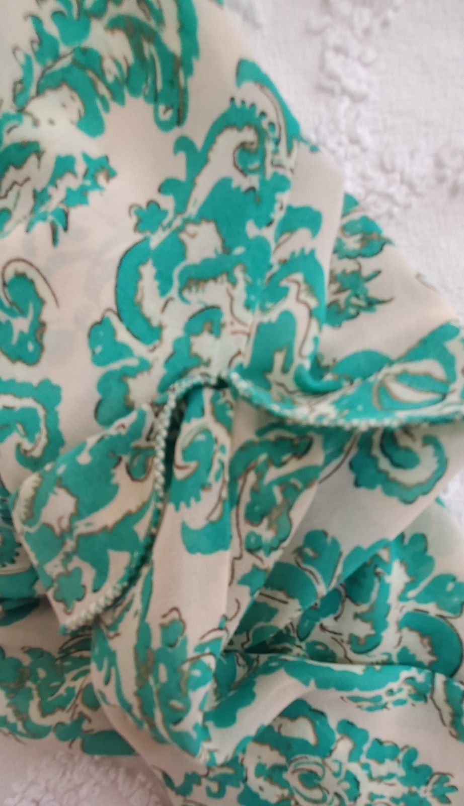 Jade Melody Tam Women’s Green Floral Long Sleeved Semi Sheer Blouse Size M