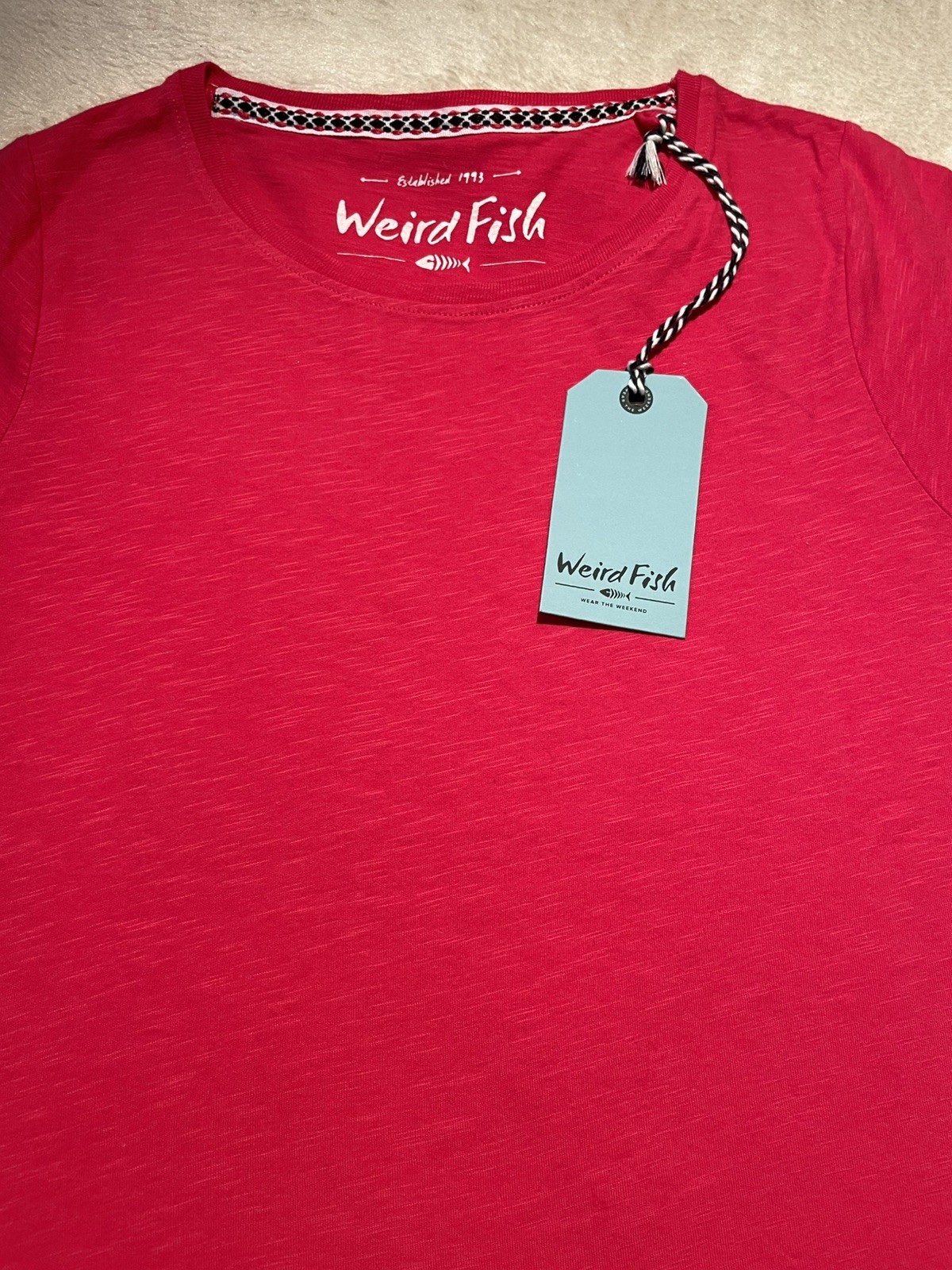 Weird fish hot pink t-shirt,new with tags, size 10, Summer Contrast Trim RRP £22
