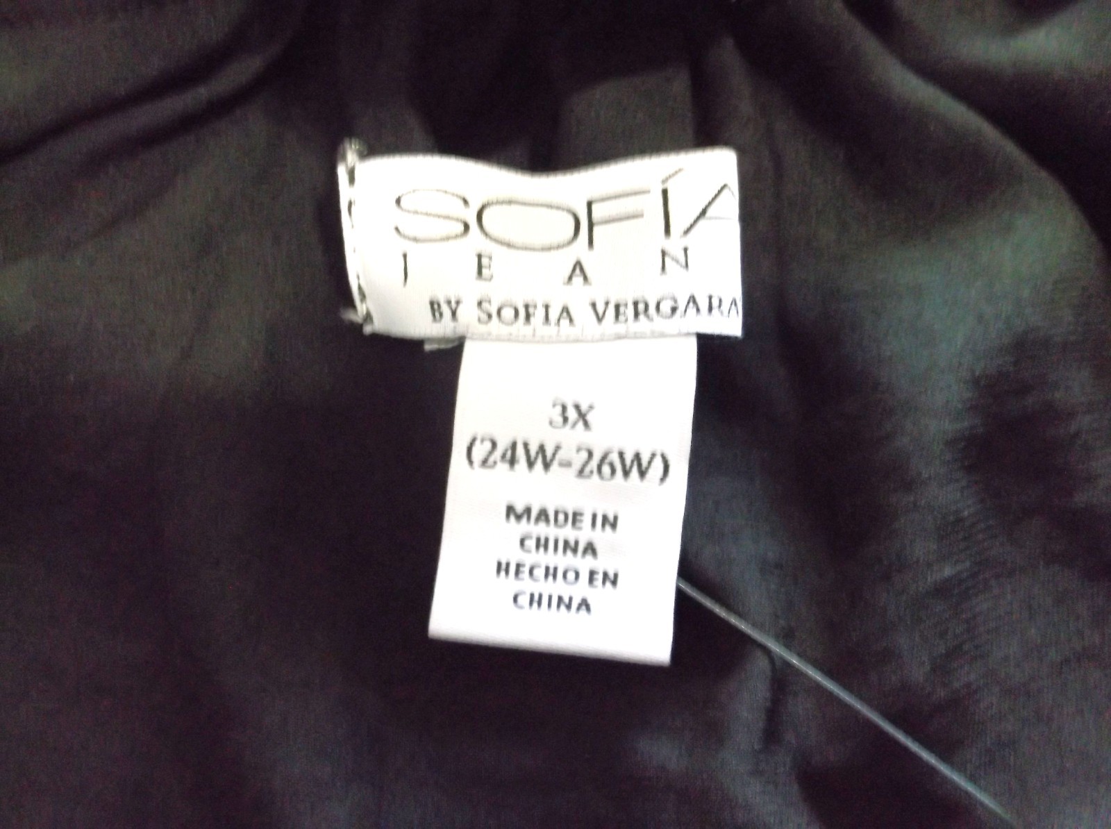Sofia Vergara Ruffle Neck Blouse Women Sz 3X (24W-26W) NWT Long Sleeves Black