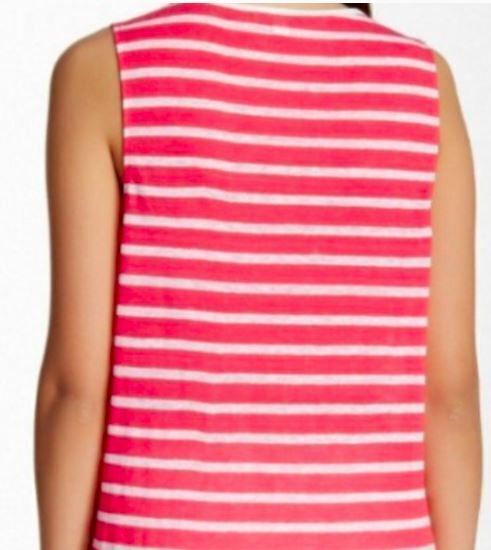 NWT $88 Ella Moss Coral Sleeveless Striped Linen Top S A484