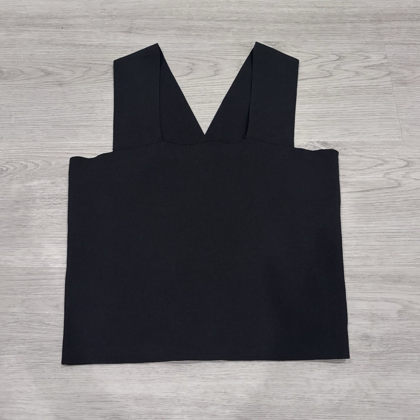 House of Harlow 1960 Tank Top Womens S Black Ribbed Cross Back Crop Minimalist