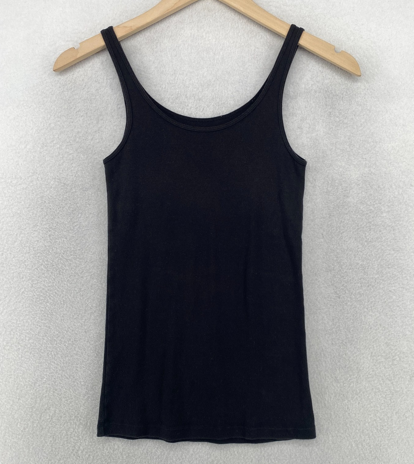 EILEEN FISHER Tank Top XS Fine Organic Cotton Ribbed Jersey Cami Shell Black