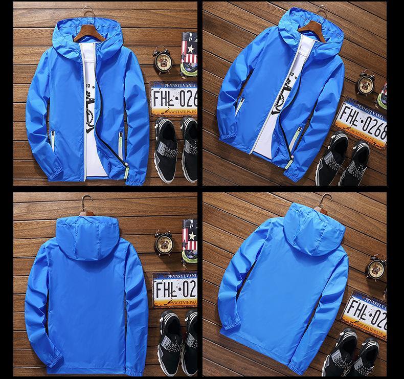 Men’s waterproof raincoat hooded breathable lightweight windbreaker jacket-