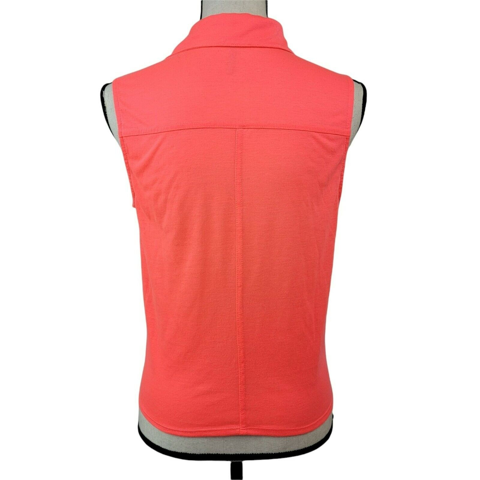 Tresics Pink Shirt Womens Sz S Neon Tie Waist Sleeveless Button Up Knit Tank Top