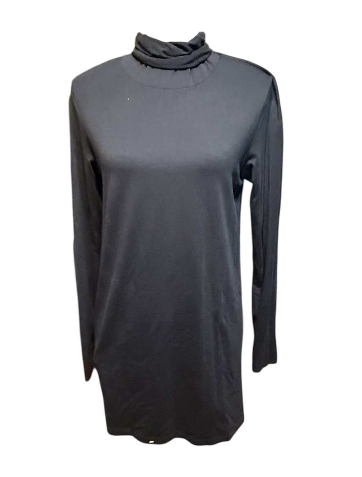Peruvian Connection Black Pima Cotton Modal Extreme Turtleneck Tunic Top M Cozy