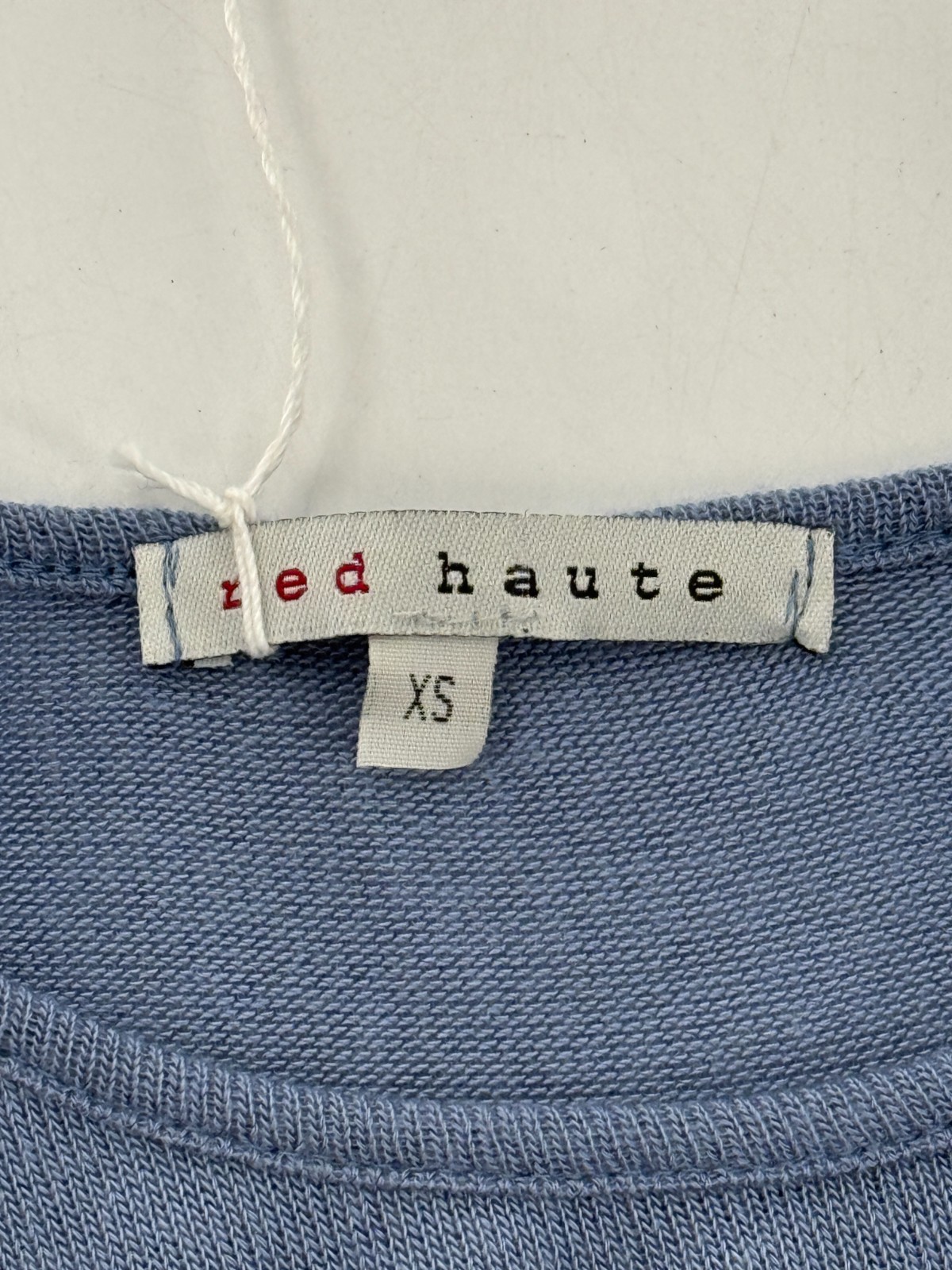 Red Haute Split Back Pullover Women XS Blue Rayon Spandex USA $98 YGI J5-53