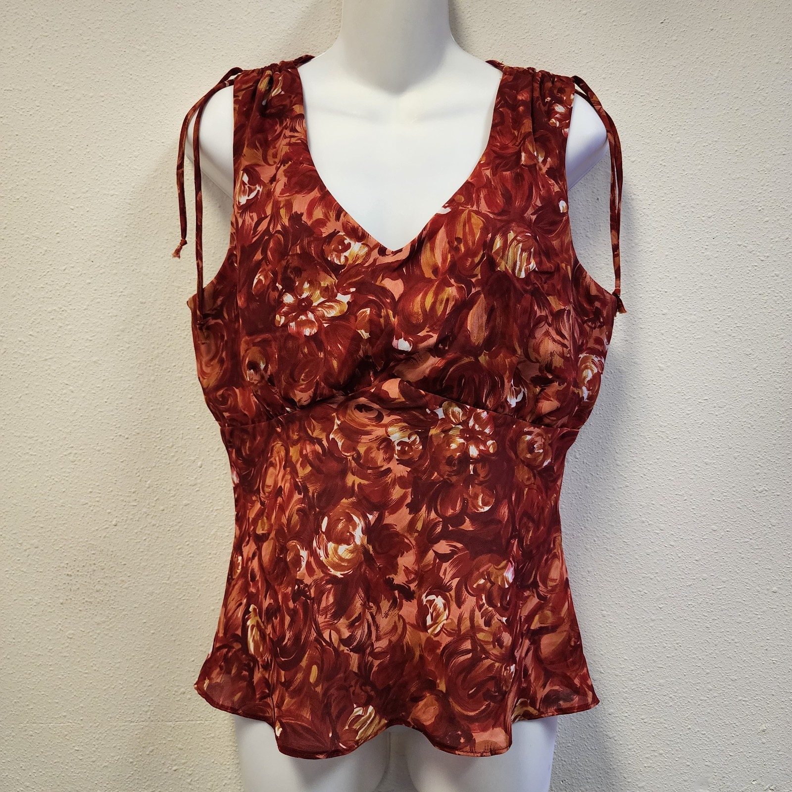 Y2K Vintage Fashion Bug Babydoll Vneck Tank Top L Witchy Floral Boho Fairy Fire
