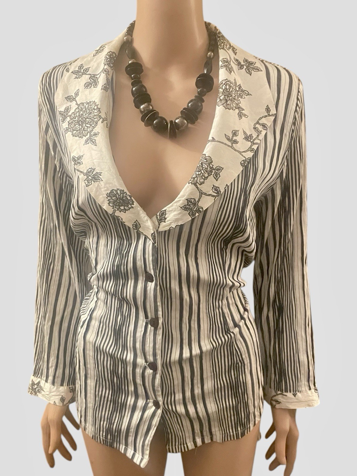 The ARK Silk Blouse Jacket Cinch Waist Tie Vintage 90s Ethical Boho Unique L