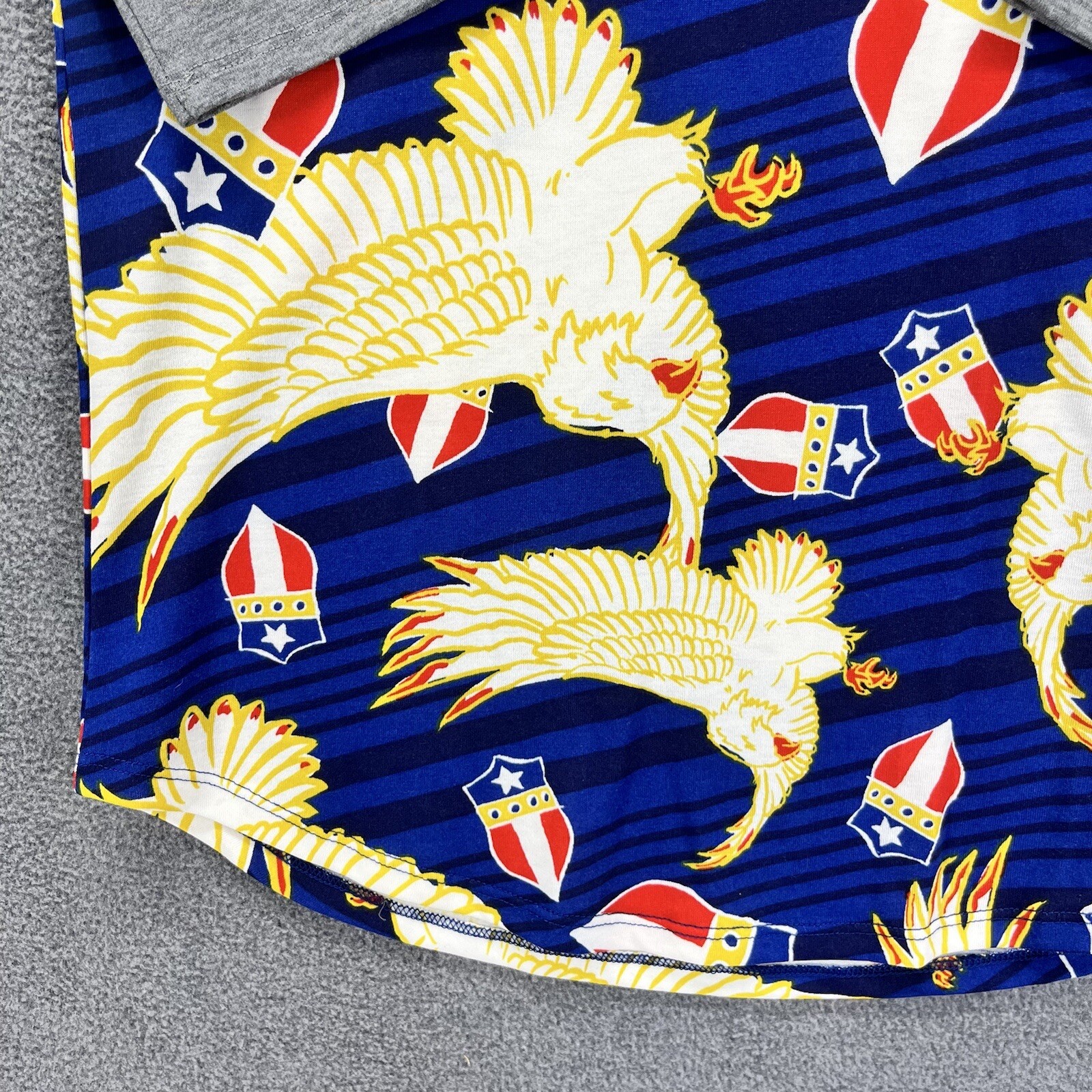 LuLaRoe Top Womens Medium Blue Gray Yellow Randy Shirt Eagles long sleeves