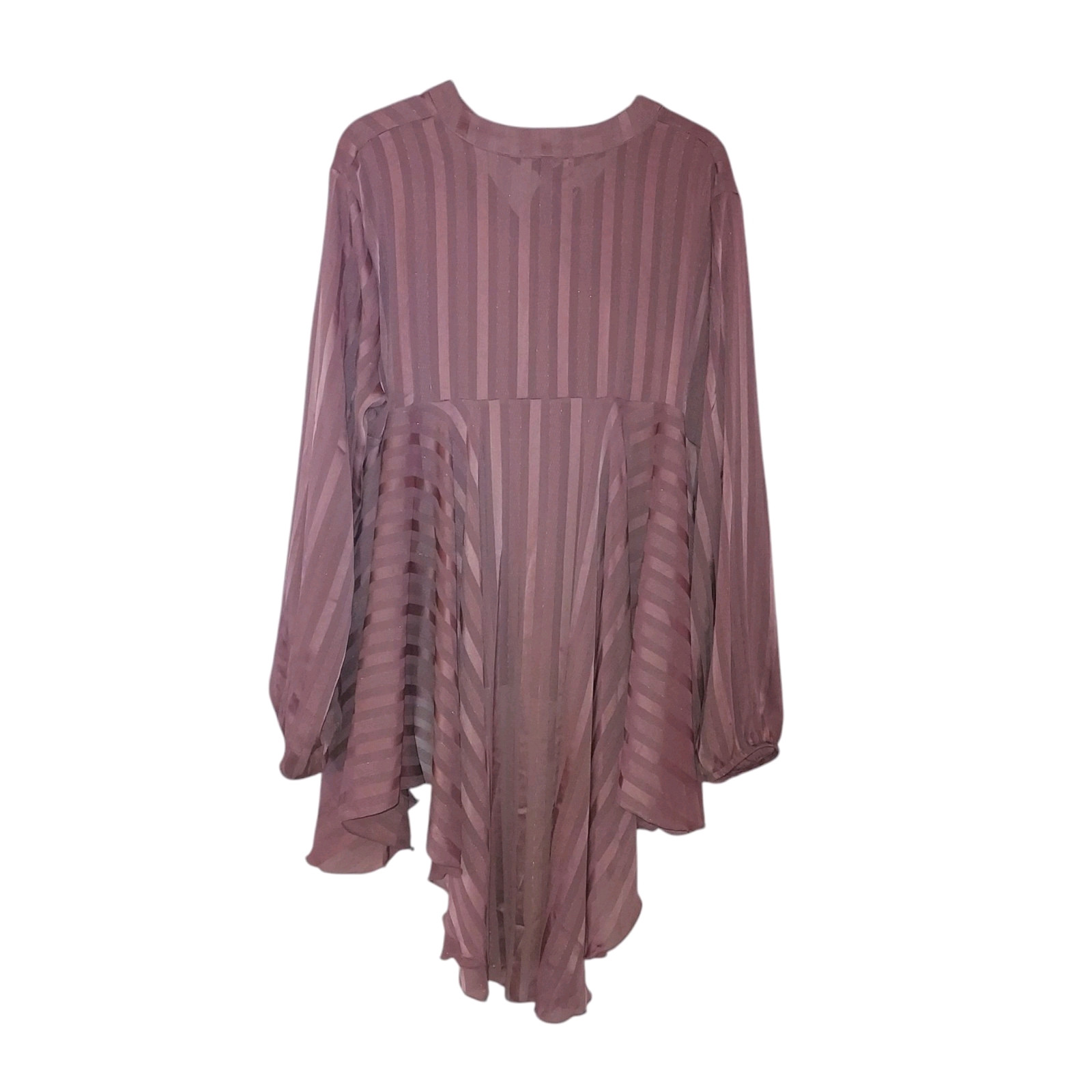 NWT Cha Cha Vente Top Women L Pink Sheer Flowy Metallic Bow Romantic Blouse