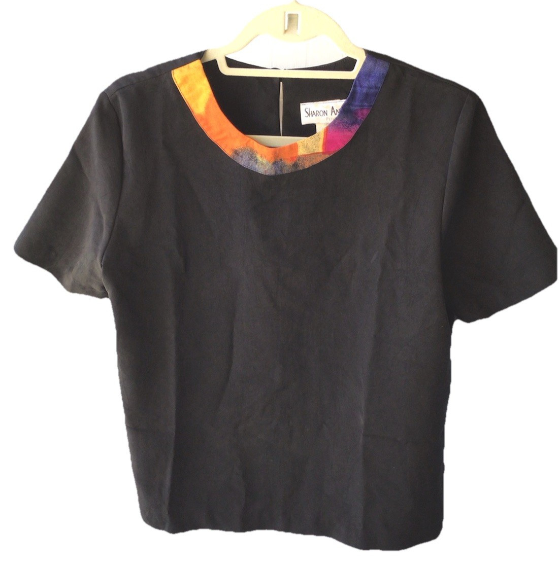 Sharon Anthony Petite Blouse Top Pullover Short Sleeve Dry Clean Size S