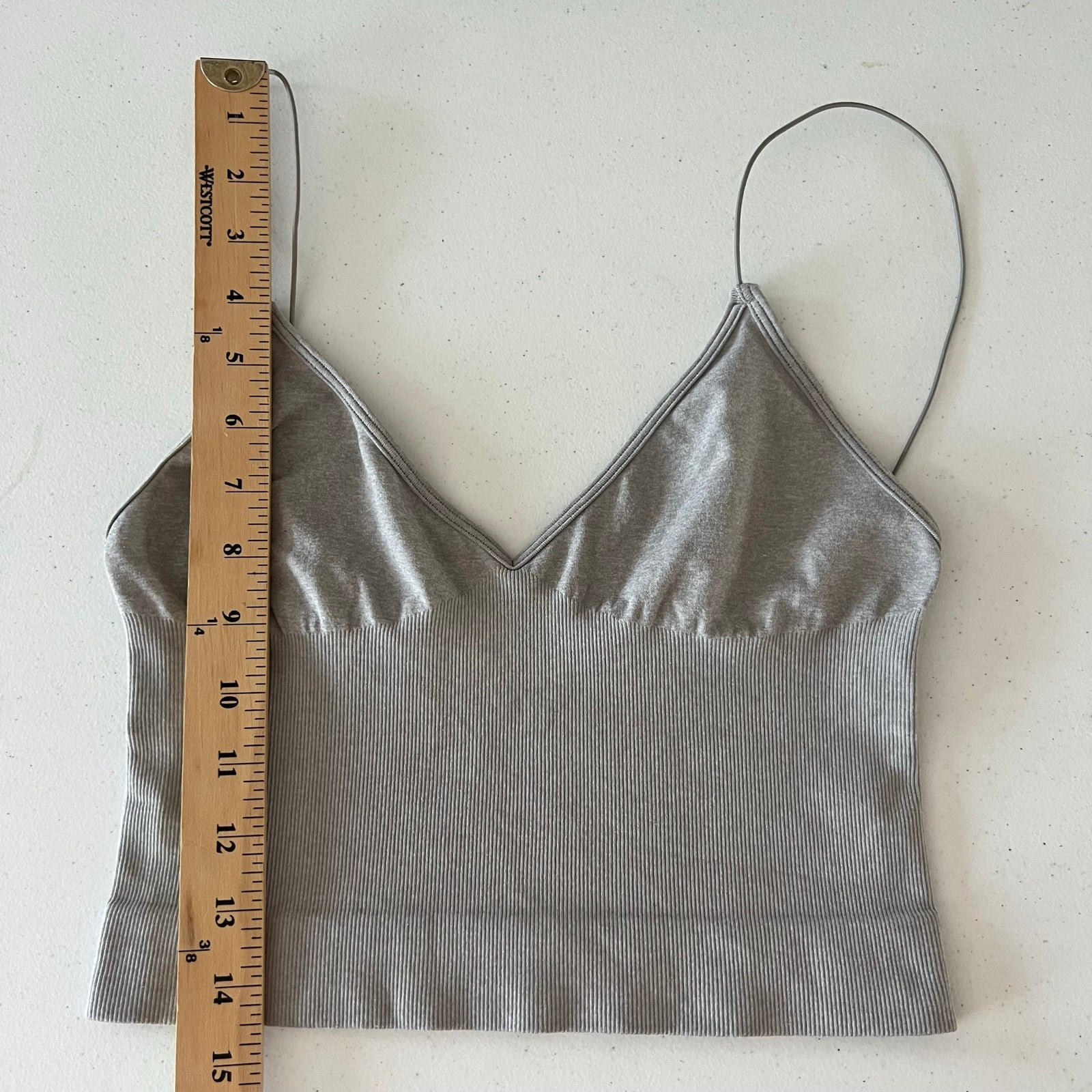 Free People Intimately Seamless Brami Tank Top XS/S Gray Elastic Strap Crop Cami