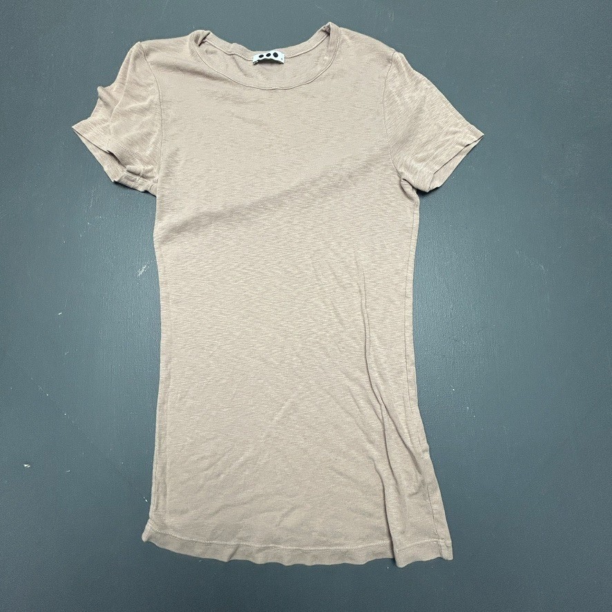 Three Dots T Shirt Women’s Small Beige Supima Cotton Modal Blend Casual USA